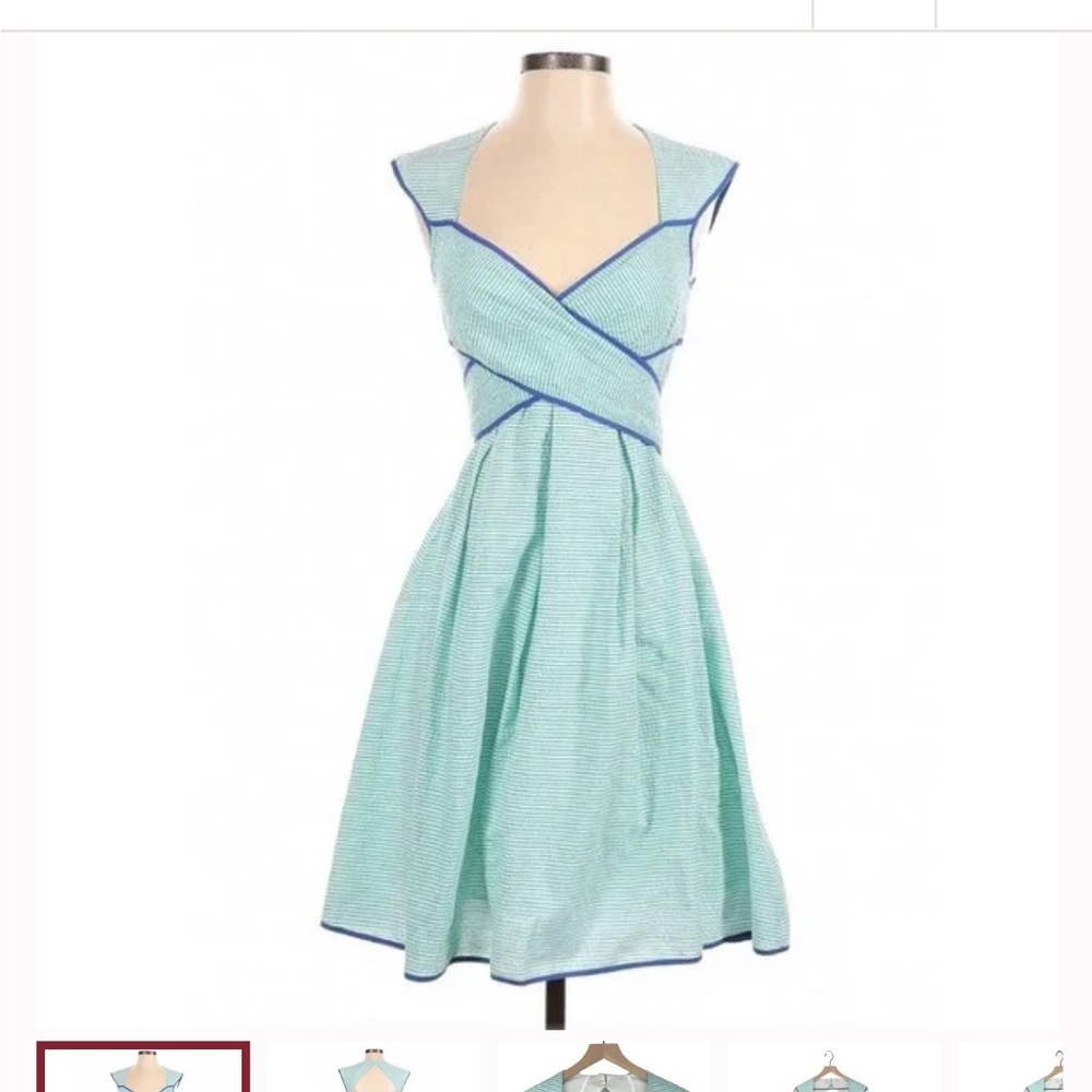 Jessica Simpson seersucker dress- green and blue